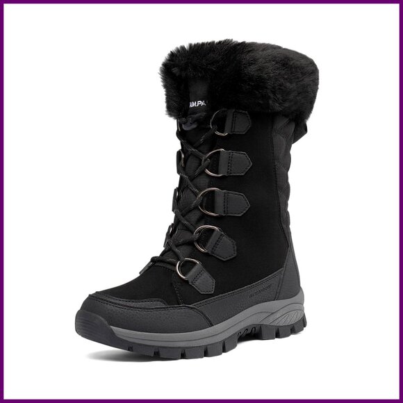 Women's Waterproof Snow Boots Faux Fur Insulated Non-Slip Mid Calf